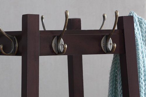 Roundhill Furniture Vassen Coat Rack with 3-Tier Storage Shelves in Espresso Finish