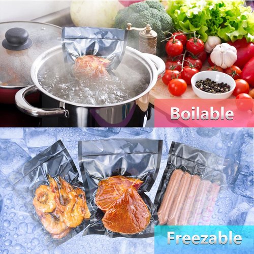 CANLENPK 6x8 Inch/15x20cm Vacuum Seal Bags Black Back and Clear Front,Food Storage Bag,Seal Meal Snack Fruit Nut,Boil Steam Heat Freeze,Commercial Grade Heavy Duty Sealable Bags (100PCS, Black Back)