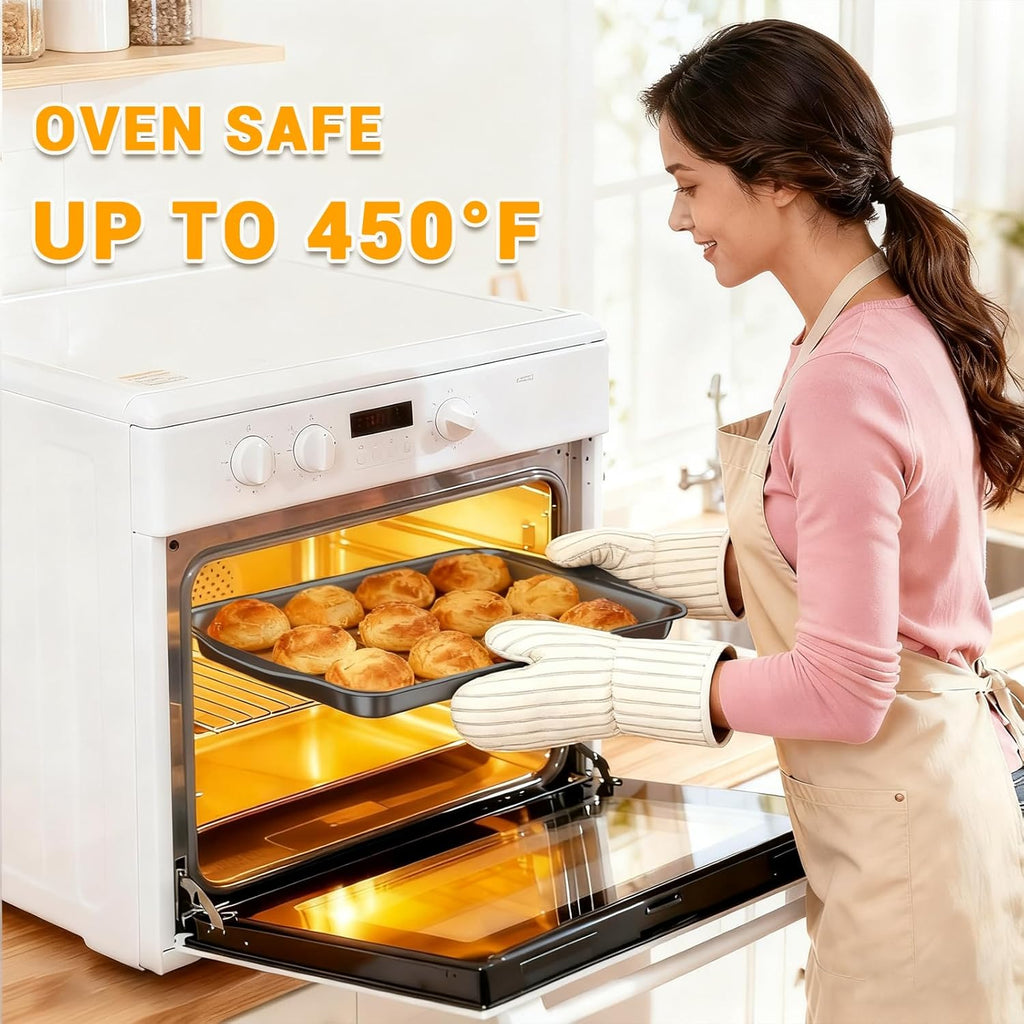Skiennix Baking Pan Set - Nonstick Carbon Steel Cookie Sheets, 17 Inch, Rust & Warp Resistant, Easy Clean