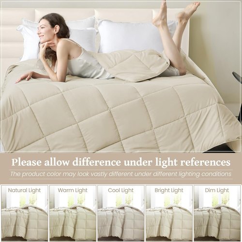 Homelike Moment King Size Comforter - Lightweight Beige Down Alternative Duvet Insert for All Seasons
