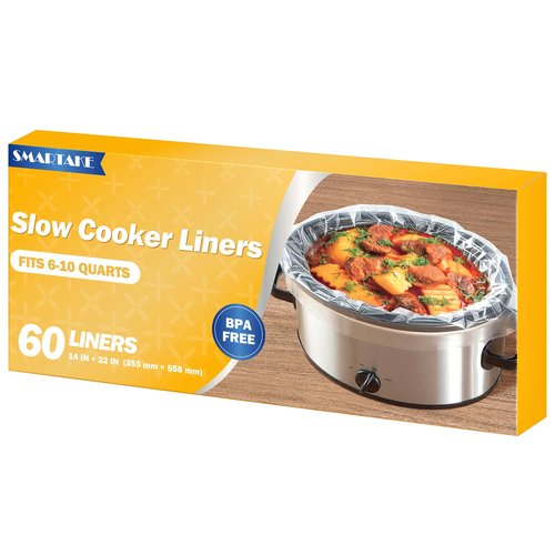 SMARTAKE Slow Cooker Liners, Extra Large Size 14"x 22" Disposable Cooking Bags, Fit 6QT to 10QT for Slow Cooker, Cooking Trays, Suitable for Oval & Round Pots, 60 Liners