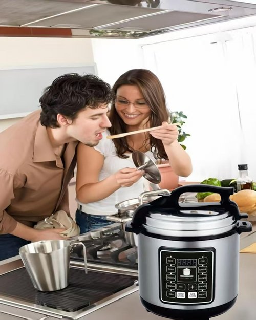 Zuguachi 10 In 1 Electric Pressure Cooker With 24-Hour Reservation Function, Slow Cooker, Rice Cooker, Wok, Cake, Yogurt, Etc., 6 L, Stainless Steel/Black.