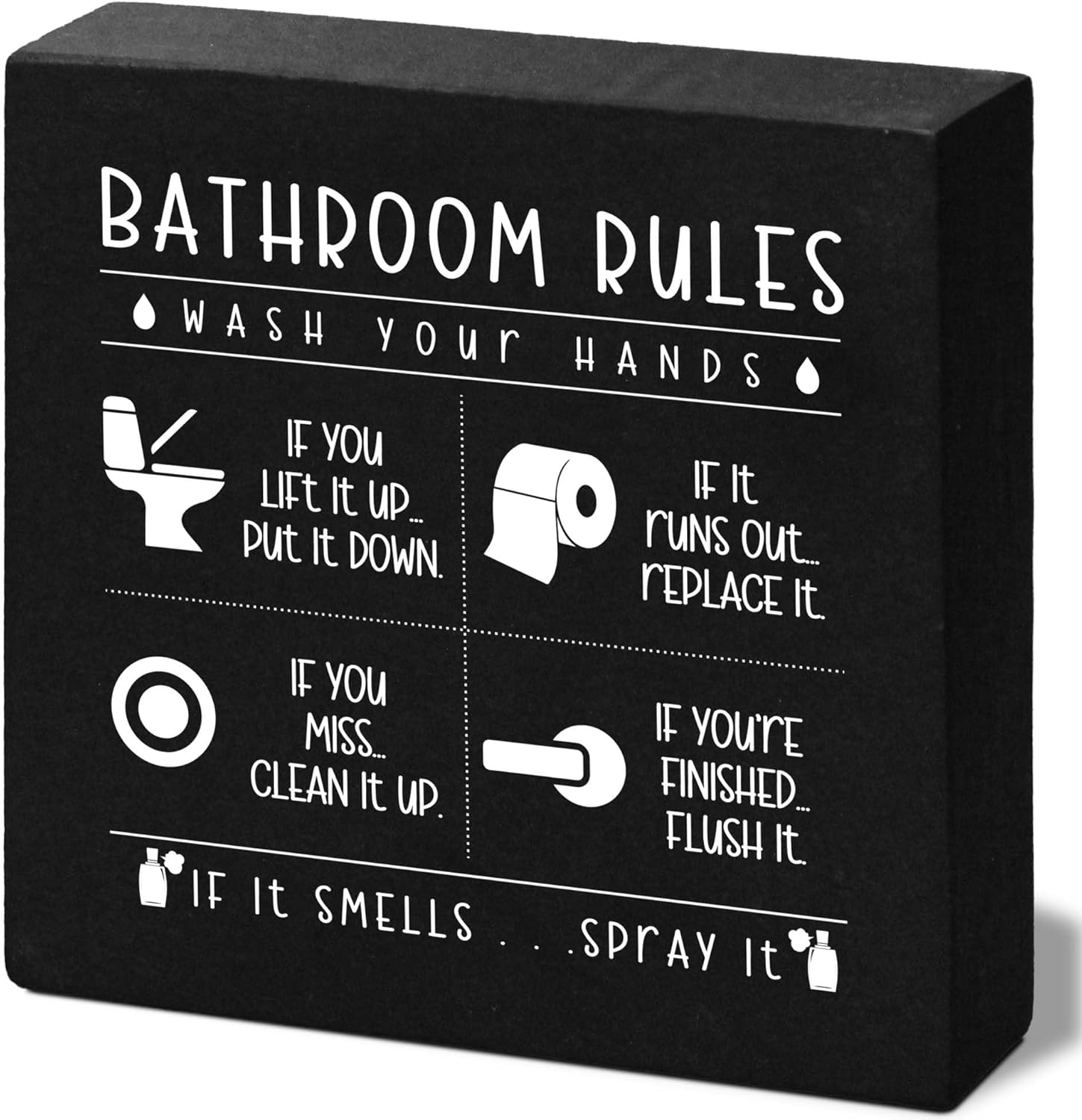 Regine Switzerland Funny Restroom Sign - Rustic Black Wooden Box Decor for Bathroom | Perfect Gift for Thanksgiving & Christmas