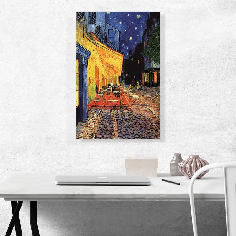 ARTCANVAS Cafe Terrace at Night 1888 Canvas Art Print Stretched Framed Painting Picture Poster Giclee Wall Decor by Vincent Van Gogh - 26" x 18" (0.75" Deep)