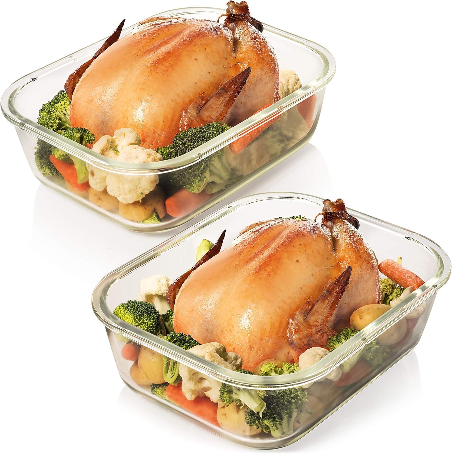 Razab Glass Food Storage Containers - 10 Cups/80 Oz, 4-Pc Set with Airtight Locking Lids | BPA Free, Leak Proof, Safe for Microwave & Oven