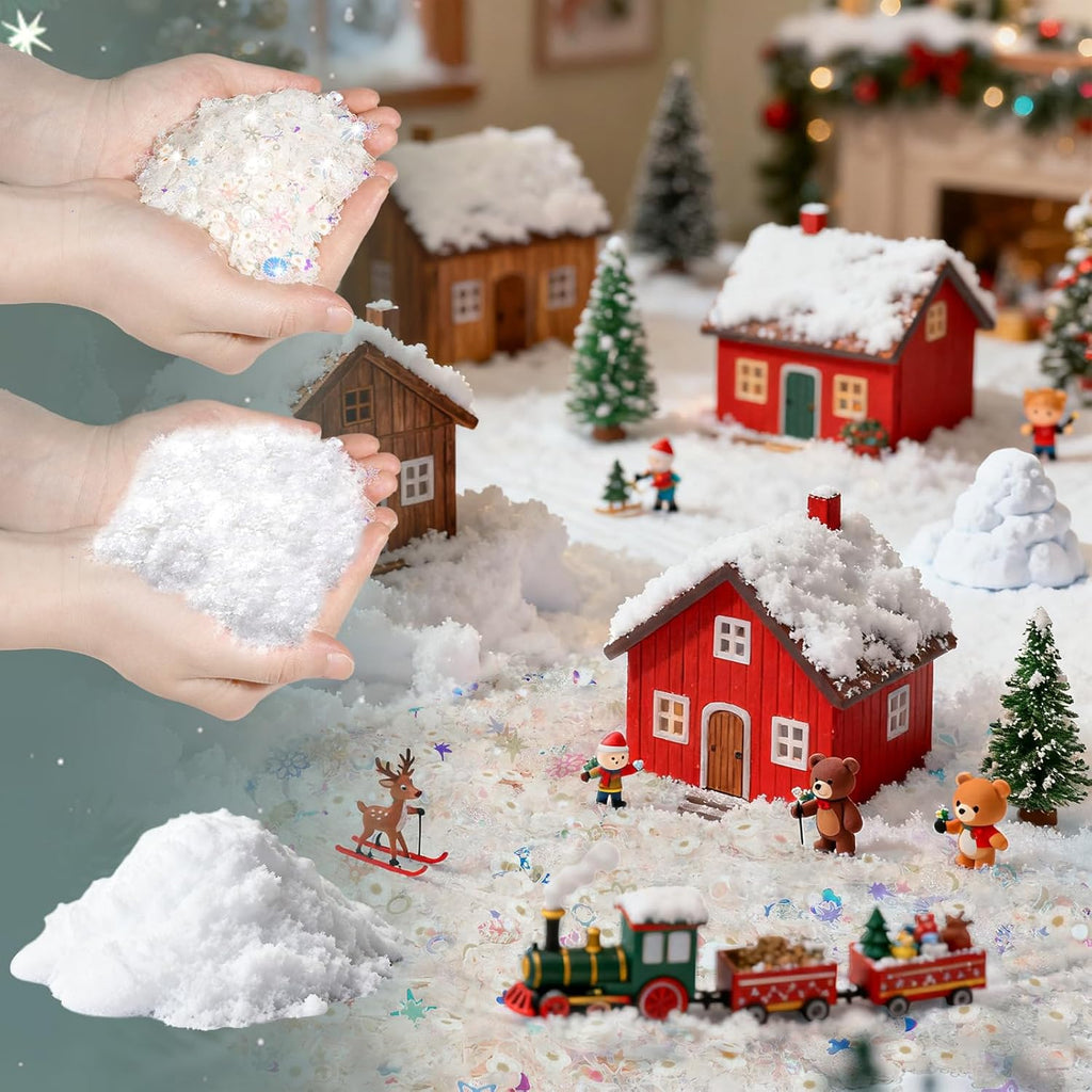 Warmtree Fake Snow Decoration - Sparkling Artificial Snow for Christmas | 200g Gift Filler & Holiday Decor