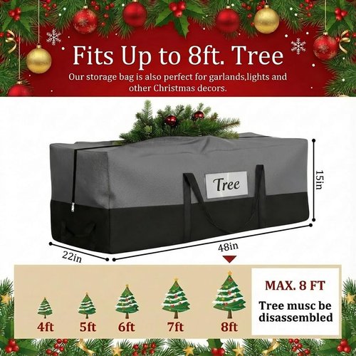 Christmas Tree Storage Bag by [Brand Name] - Heavy Duty 600D Oxford for 8 Ft Trees | Durable Zipper & Handles