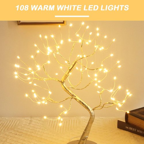 Fairy Light Tree | 108 LED Twinkle Lamp with Timer & 8 Lighting Modes | Warm White, Adjustable Branches