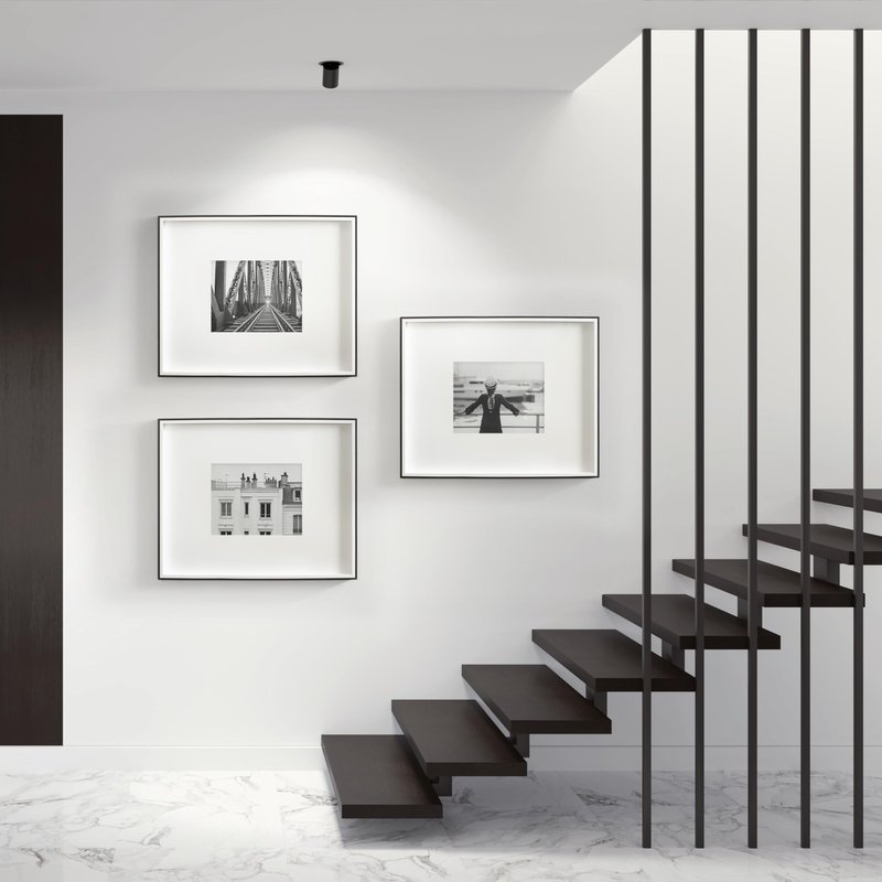 Kate and Laurel Gibson Modern Wall Picture Frame Set of 3; 16x20 matted to 8x10; White and Black; Three-Piece Frame Set for Gallery Wall Frame Set in Living Room Wall Décor