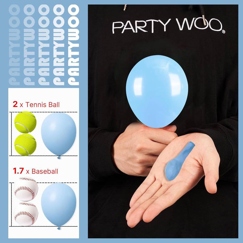 PartyWoo Light Blue Balloons - 100pcs 5-Inch Mini Pastel Balloons for Baby Showers & Celebrations