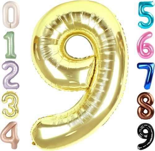 Light Gold Number 9 Balloon by [Brand Name] - 40 Inch Birthday & Event Decoration for Parties
