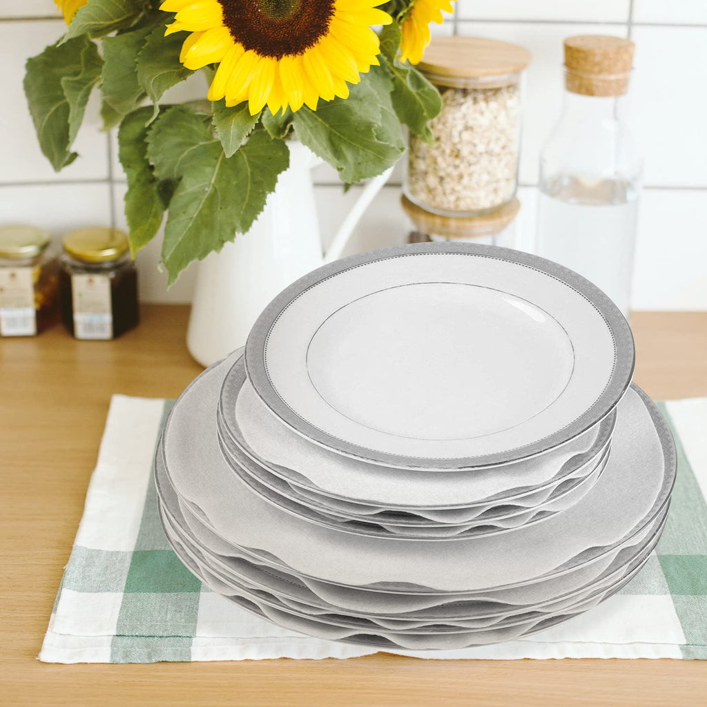 ReFeltidolom Thick Felt Plate Dividers, Set of 48 Plate Separators Round China Storage Dividers Dish Protectors White Felt Pads for Stacking China/Dish/Saucers, 10.5 Inch