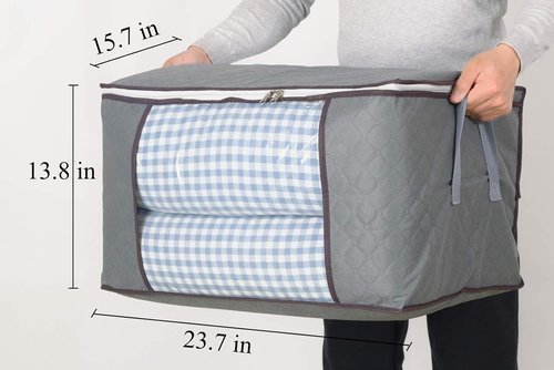 Combocube Zippered Storage Bags - 3 Pcs for King Comforter, Bedding & Clothes | Large Clear Window & Carry Handles