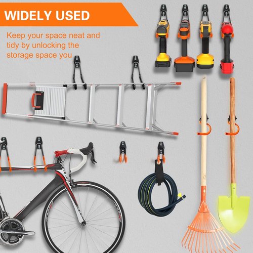 HUPBIPY Heavy Duty Garage Hooks - 26 Pack Utility Steel Wall Mount Storage Organizer for Tools, Ladders & Bikes
