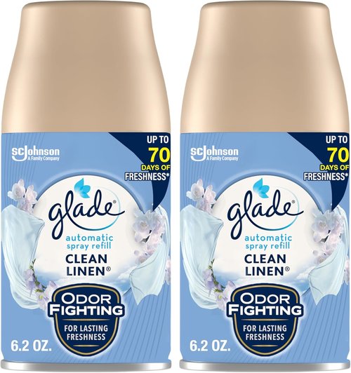 Glade Automatic Spray Air Freshener Refill - Clean Linen Scent, 6.2 Oz | 2 Count for Home & Bathroom