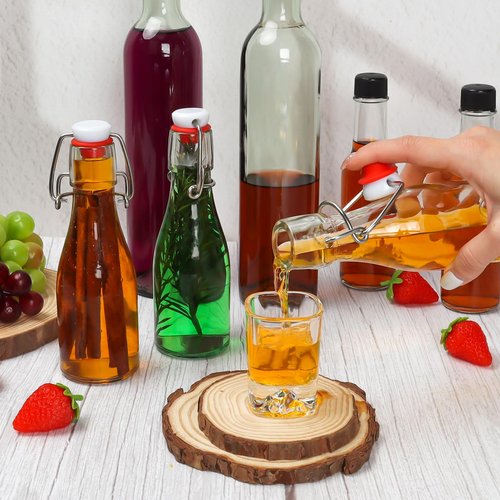Cehomi Swing Top Glass Bottles 5 oz with Flip Airtight Lids, Glass Brewing Bottles with Rubber Seal Stopper Caps for Kombucha, Beverages, Oil, Vinegar, Water, Juice [10 Pack]