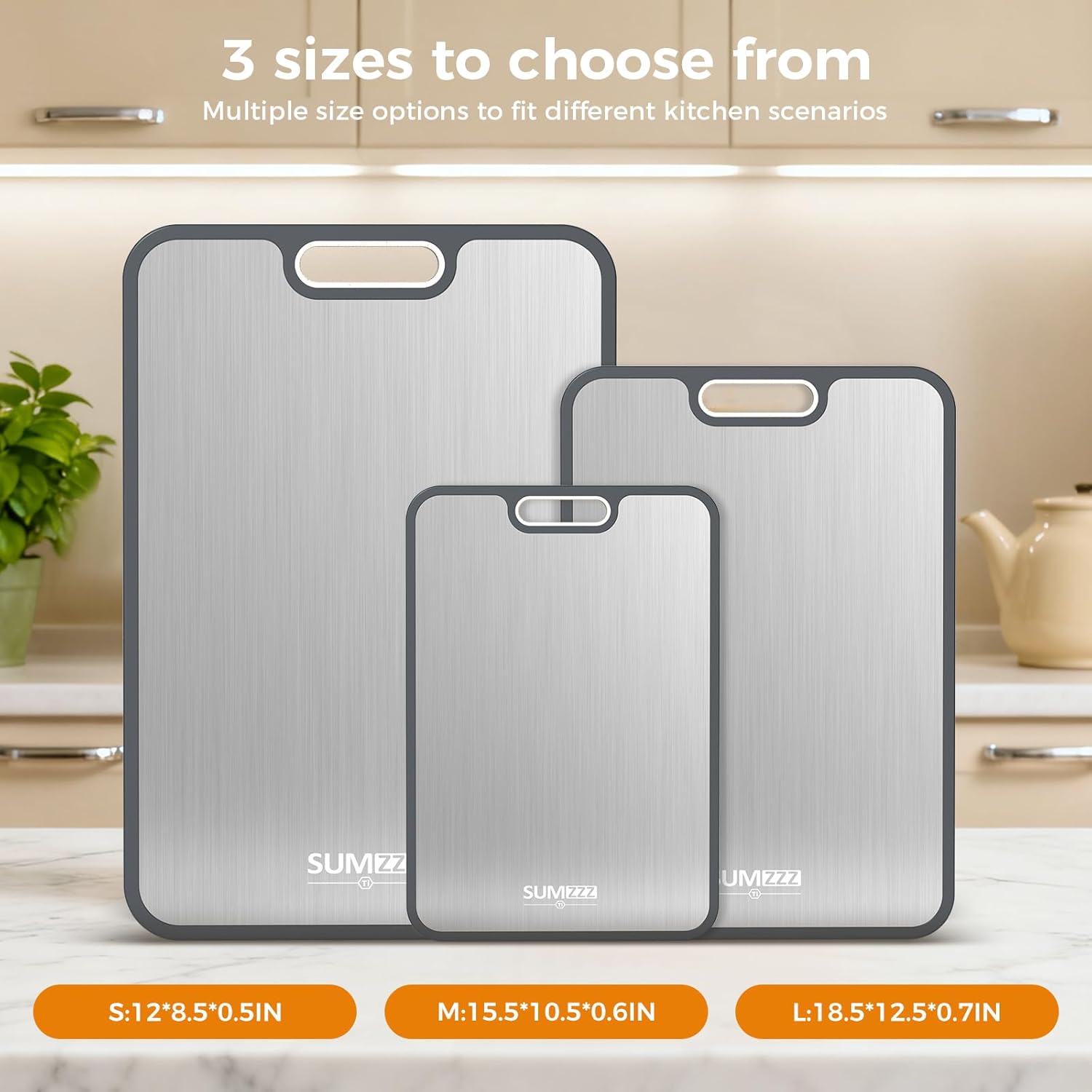 Titanium Cutting Board - Double-Sided Food Grade Pure Titanium | Easy to Clean, Large Size 18” x 12.5”