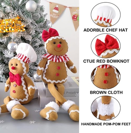 BALONAR Christmas Plush Gingerbread Man Doll - 15 Inch Soft Holiday Decor for Home & Tree