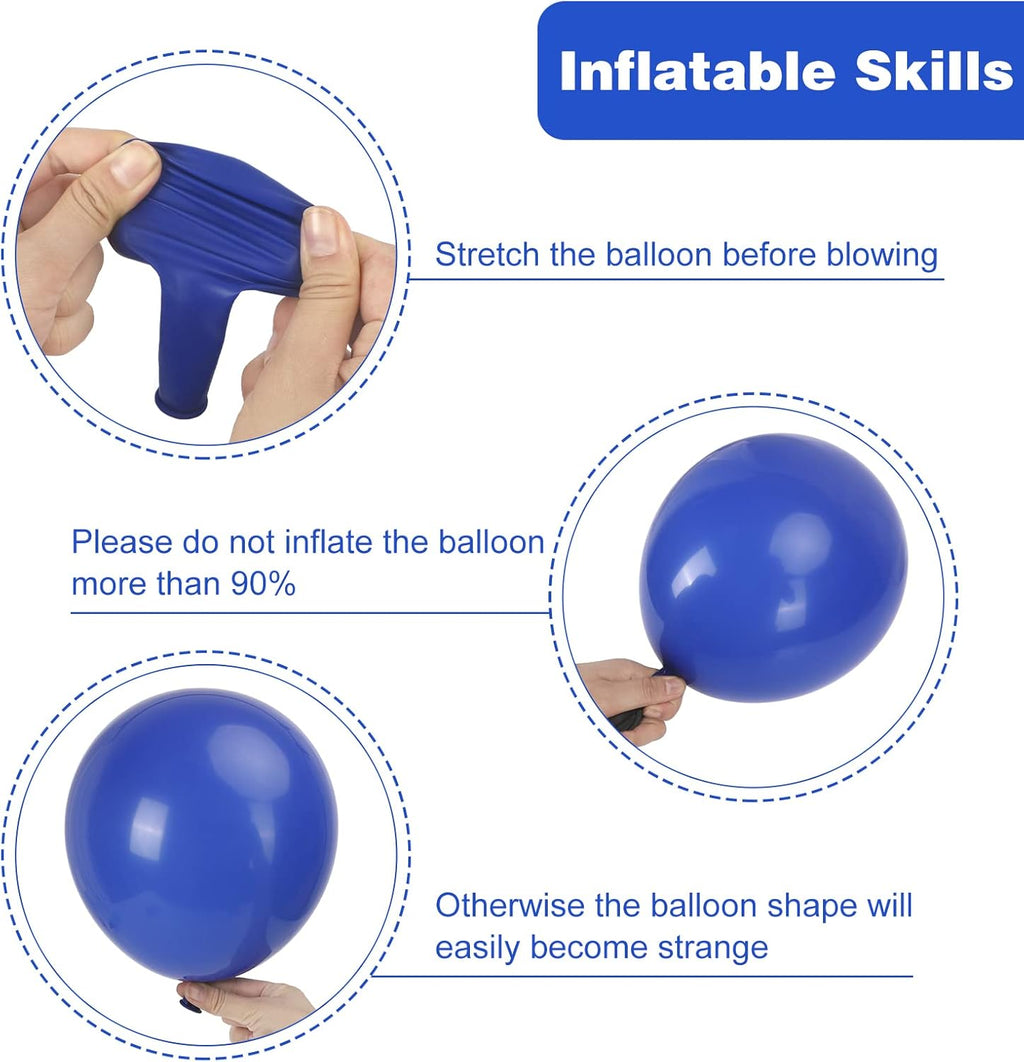 RUBFAC Royal Blue Balloon Set - 129 Pieces in Various Sizes for Graduation, Birthday & Party Decor