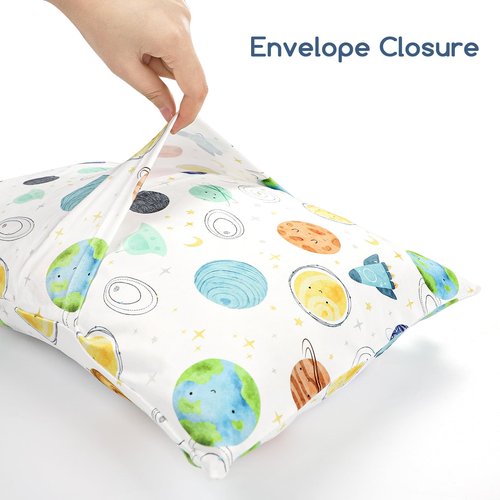 ManFaiSky 2 Pack Toddler Pillowcase, 13x18 Toddler Pillow Cases with Envelope Closure, Soft & Comfortable Travel Pillow Case Cover Boys Girls, Planets