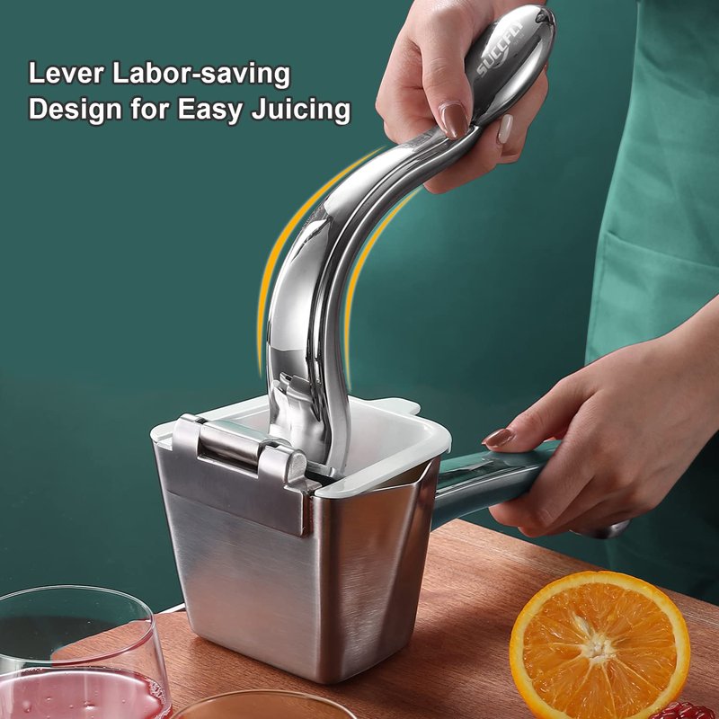 SUCCFLY Premium Kitchen Tool Kit, Heavy Duty Manual Juicer + Meat Tenderizer, Food Grade Stainless Steel Ultra Durable