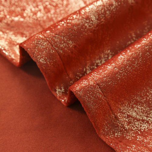 Tootop Burnt Orange Velvet Curtains Champagne Gold foil Print Shiny Geometric Pattern Luxury Living Room Bedroom Thick Super Soft Thermal Insulation darken Curtains Grommet 2 Panel (52 x 63) Inch
