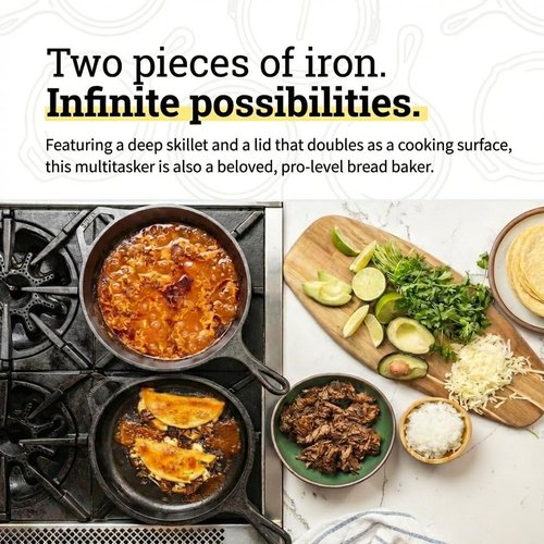 Lodge Cast Iron Combo Cooker - PFAS-Free 2-in-1 3.2 Quart Deep Pot & 10.25 Inch Skillet Set | Versatile Dutch Oven for Sourdough, Frying & Camping - Made in the USA