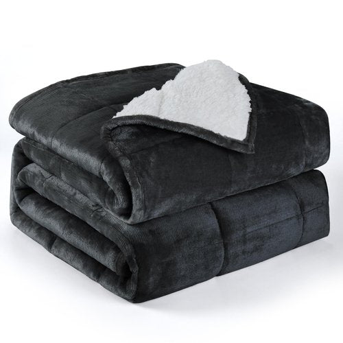 Alomidds Weighted Blanket (Queen Size 20lbs 60x80 inches) with Soft Plush Fleece, Throw Blanket with Cozy Warm Sherpa,Ultra Fuzzy Heavy Blanket Microfiberfor for Sofa Bed, Dark Grey