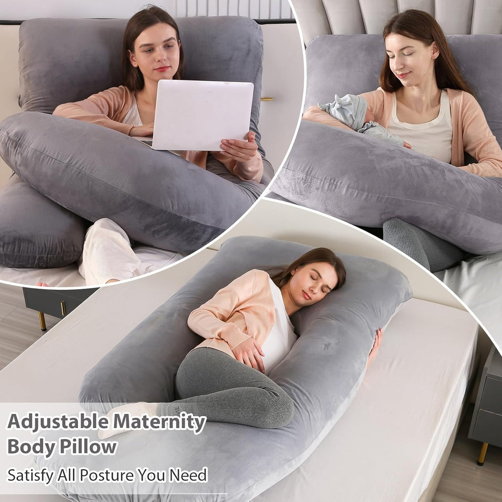 Victostar Pregnancy Pillow - 57-Inch U-Shaped Maternity Pillow with Removable Cover for Full Body Support