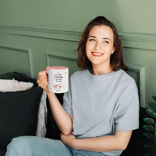Christian Gifts for Women Friendship Mug 11Oz, Friend Easter Gift, Cute Mug for Women with Bible Verse:A Sweet Friendship Refreshes the Soul Coffee Cup, Galentines Day, Birthday Giftsfor Friends