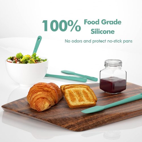 ChefAide Silicone Spatula Set - 4 Pieces, Heat Resistant Rubber with Ergonomic Grip for Nonstick Cookware