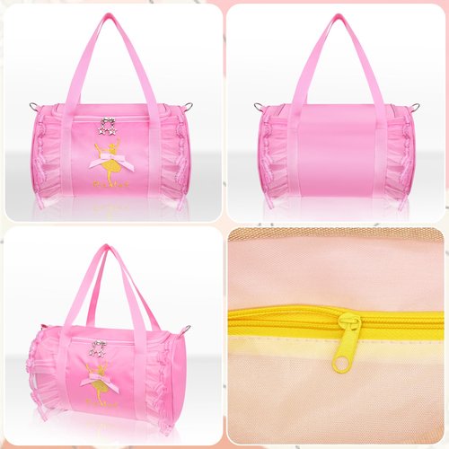 KingBig 2024 Cute Ballet Tutu Dress Dance Backpack Bag, Girls Personalized Waterproof Ballerina Duffle with Key Chain Cute Plush Pink Hanging Bag (Pink)