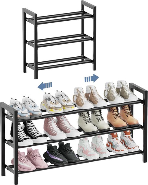 Mavivegue Expandable 3-Tier Shoe Rack - Adjustable Organizer for Closet & Entryway, 18-33”