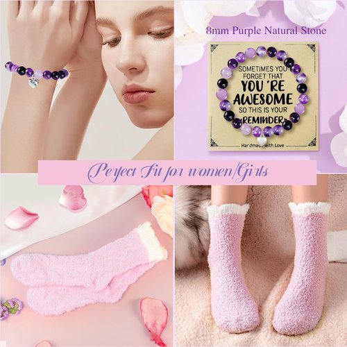 Birthday Gifts for Women, Happy Birthday Relaxing Spa Gifts Basket for Women, Purple Gift Box Set for Mom Sister Female Friends Wife Girlfriend Daughter, Unique Gifts for Female Who Have Everything