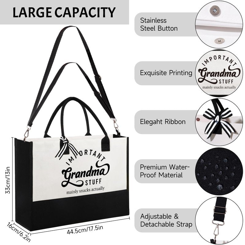 Mother's Day Gifts for Grandma, Best Grandma Gifts for Grandma from Granddaughter Grandchildren Grandkids, Unique Grandma Gift for Nana, Grammy, New Grandma w/Tote Bag Makeup Bag