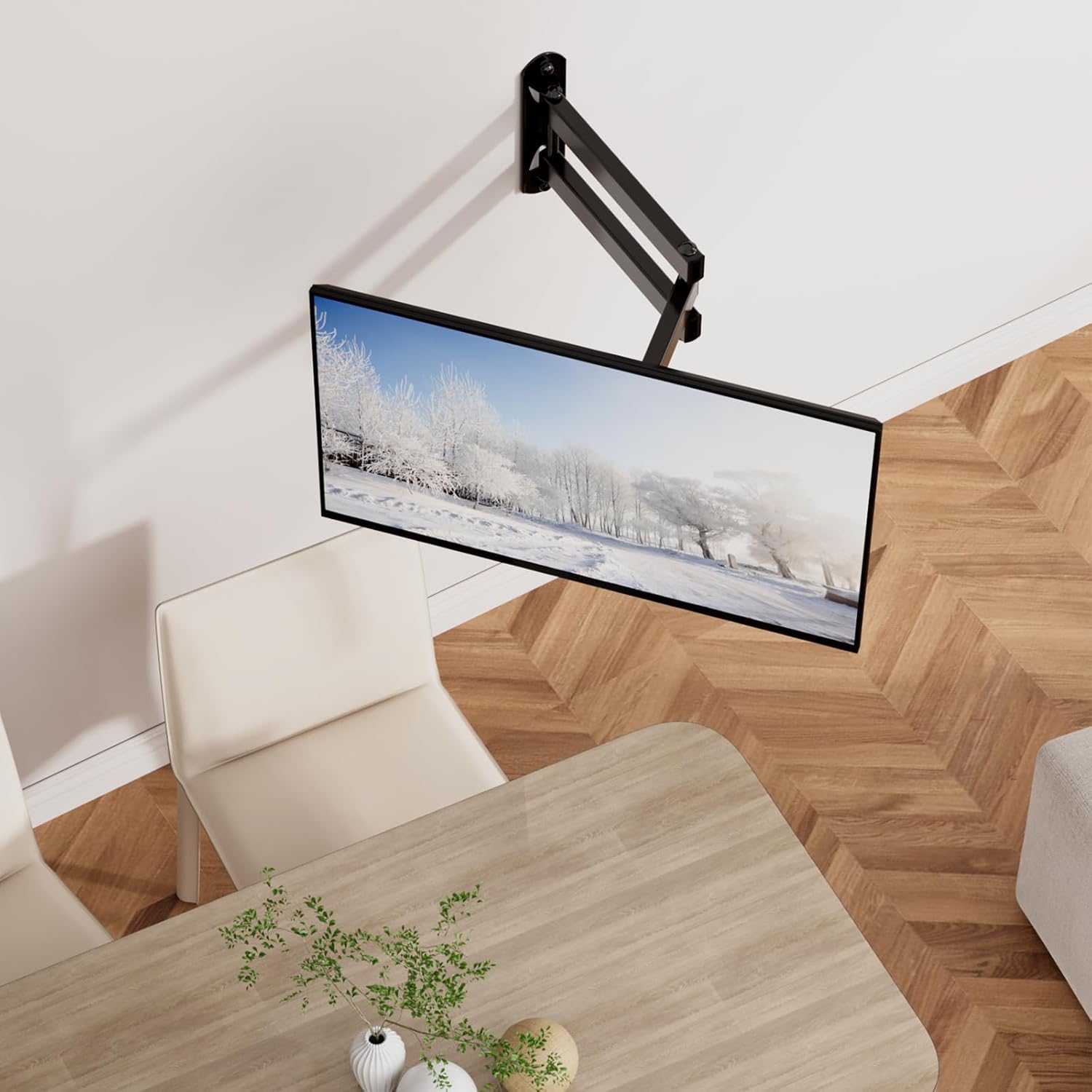WALI Full Motion TV Wall Mount - 15-Inch Extension Arm for 13-32 Inch LED Screens | Black, 2 Packs