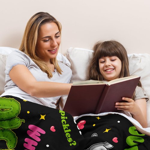 Jepufo Pickle Gifts Blanket, Funny Pickles Gift for Kids, Just a Girl Who Loves Pickles, Best Pickle-Lovers Present Birthday Christmas Ideas Blanket 50"X60"