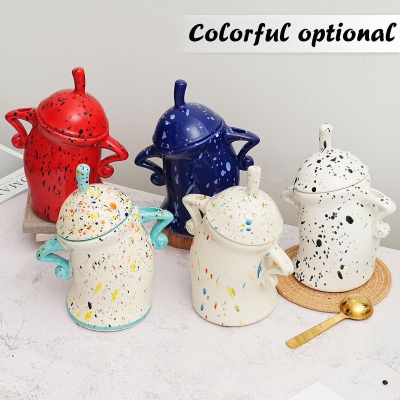 Antetek Canister With Attitude,Large Capacity Cute Sassy Storage Canister,Interesting food jars, stylish airtight large ceramic lids, coffee, tea, sugar and spice storage jars with spoons (Colour)
