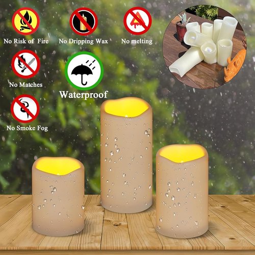 Flameless Candles Set of 3 - Ivory Battery Operated Pillars with Remote Timer | 4", 5", 6" Sizes