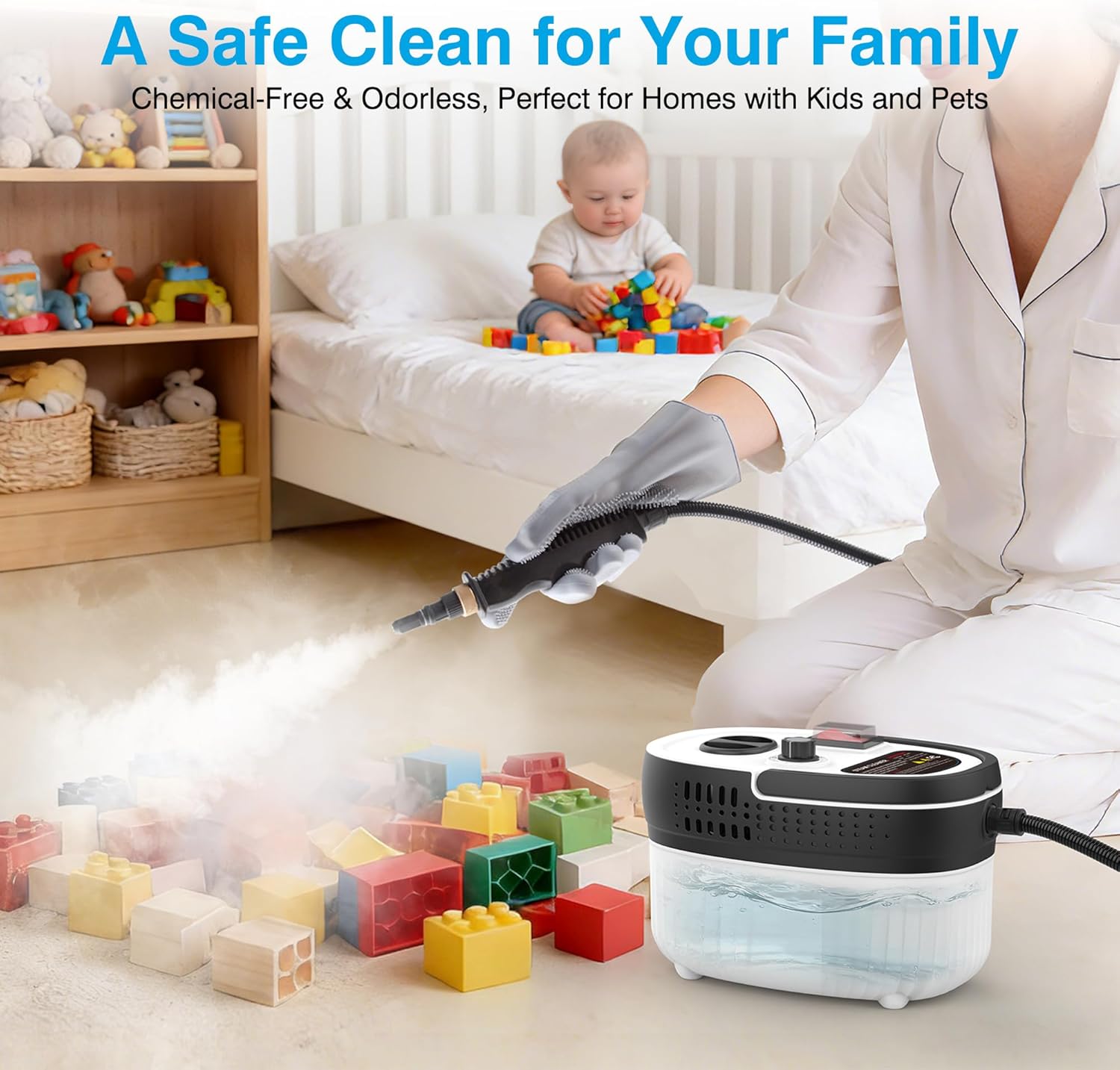 Skiennix Steam Cleaner - 2500W High Pressure Portable Steamer with 6-Level Adjustable Steam & 17-Pcs Kit