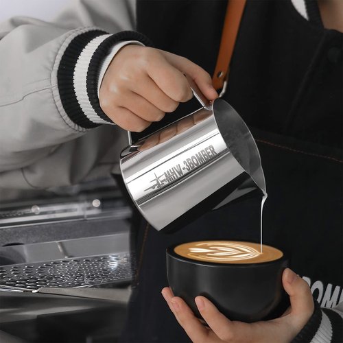 MHW-3BOMBER Espresso Steaming Pitcher Milk Frothing Pitcher Stainless Steel Milk Coffee Cappuccino Latte Art Barista Cup 20oz/600ml (Glossy), P5003S