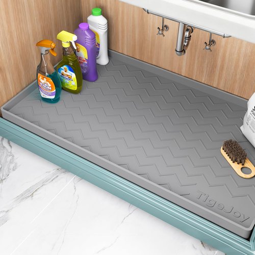 TigeJoy 22" x 19" Under Sink Mats for Kitchen Waterproof, Leak-Proof Silicone Mat Sink Protector and Cabinet Liner, Kitchen Essentials Organizer and Storage, Boot or Shoe Tray, Pet Feeding Mat