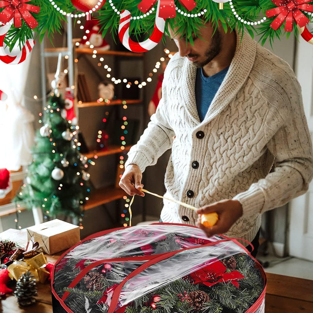 ProPik Christmas Wreath Storage Bag - Waterproof 36" Clear PVC Container | 2 Pack for Holiday Decor