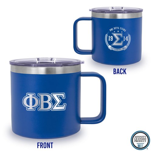BBGreek Phi Beta Sigma Fraternity Paraphernalia - Official Vendor - 14 oz Insulated Coffee Mug - Greek Letters - Shield