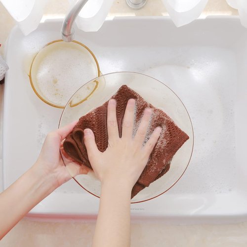 Homaxy 100% Cotton Dish Cloths - Ultra Soft, Absorbent & Quick Drying | 12 x 12 Inches, 6-Pack, Rust