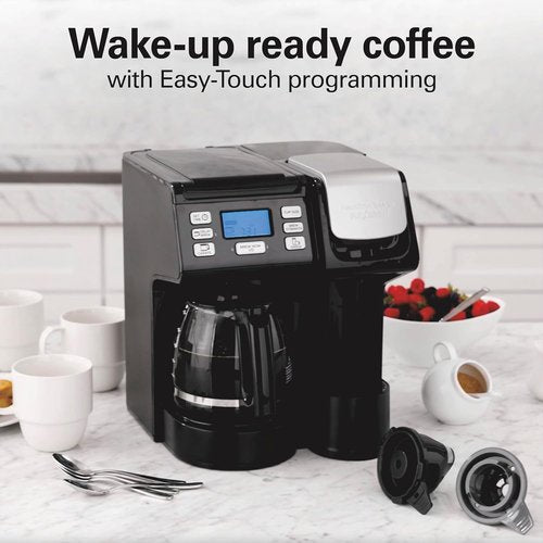 Hamilton Beach FlexBrew Coffee Maker - 2-Way Brewing with K-Cup Pods & Grounds, Black | Single Serve & 12-Cup Pot