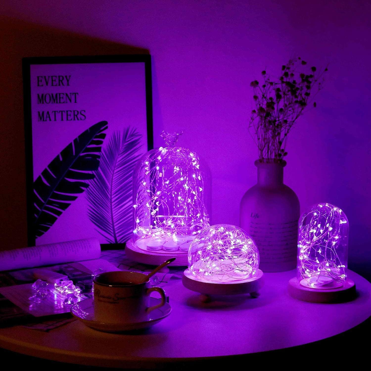 VOOKRY 30 LED Fairy Lights - 10 ft Waterproof Purple String Lights for Weddings, Parties & Decor