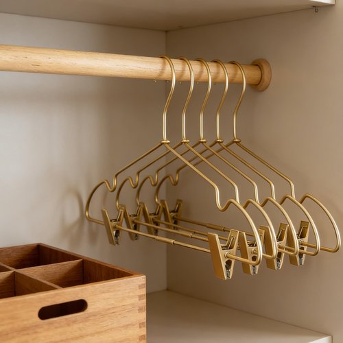Koobay 16.5" Adult Gold Metal Clips Pants Coat Clothes Hangers,30 Pack Coat Suit Closet Storage Display,Space Saving Standard Size Adult Clothing for Home Garment Clothes Shop