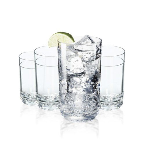 Drinique Unbreakable Elite Tall Glasses – Set of 4 | 14oz Tritan Plastic | Made with 50% Recycled Content | Reusable, Dishwasher Safe, BPA-Free, Shatterproof | Indoor, Outdoor, Everyday Use - Clear