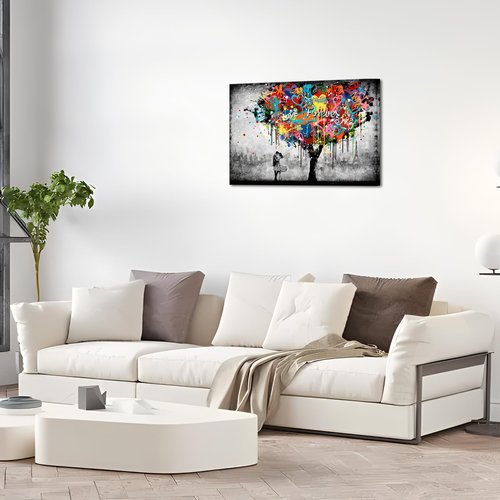 Artmyharbor Heart Tree Painting Graffiti Wall Art Bedroom Wall Decor 24 x 36 inches